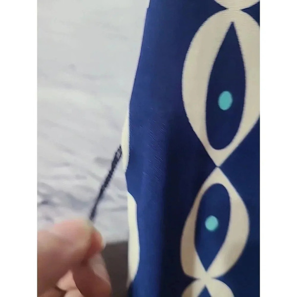 Leota Maternity Dress Women's Medium Knee-Length Blue Cream Stretch Career Flaw - Picture 5 of 6